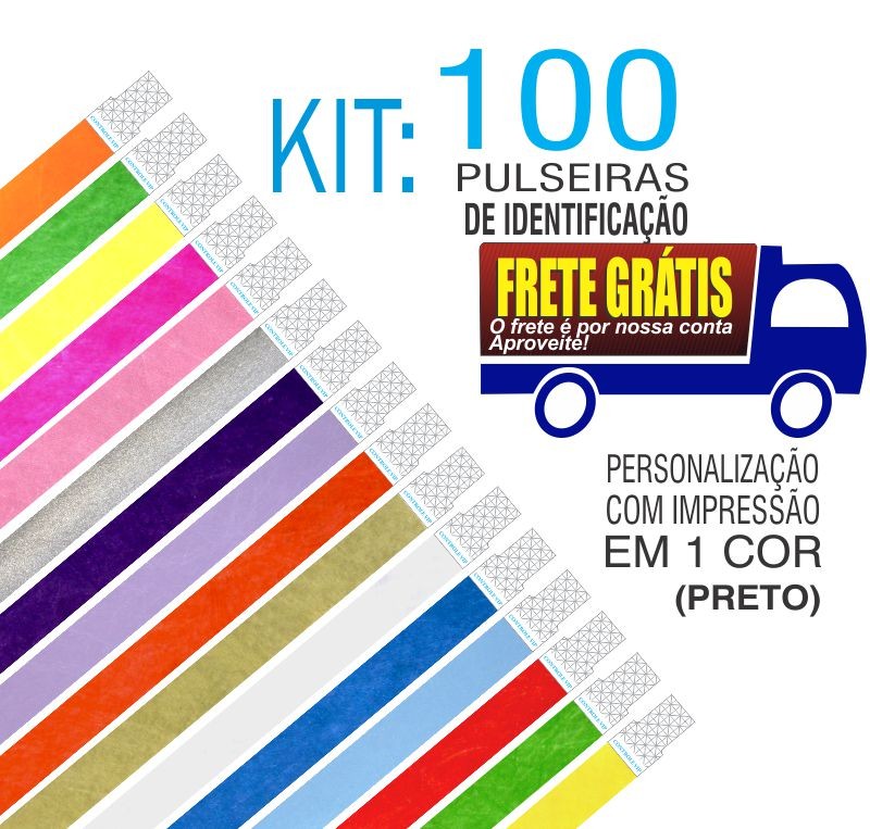 Pulseiras Identificação Tyvek Kit 100 unid - Envio Grátis por Carta Registrada. Entrega aprox. 10 dias úteis Pulseiras Identificação Tyvek Kit 100 unid - Envio Grátis por Carta Registrada. Entrega aprox. 10 dias úteis