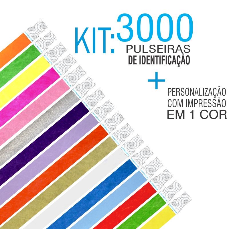 Pulseiras Identificação Tyvek Kit 3000 unid Pulseiras Identificação Tyvek Kit 3000 unid