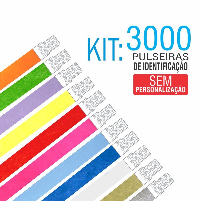 Pulseiras Identificação Tyvek Kit 3000 unid - PROMOÇÃO Pulseiras Identificação Tyvek Kit 3000 unid - PROMOÇÃO