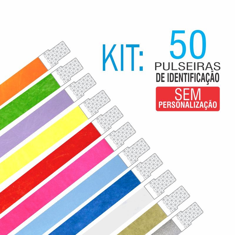 Pulseiras Identificação Tyvek Kit 50 unid - PROMOÇÃO Pulseiras Identificação Tyvek Kit 50 unid - PROMOÇÃO