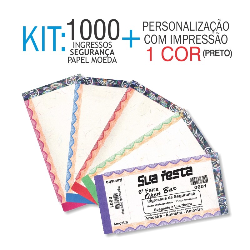 Ingressos em Papel Moeda Kit 1000 unid Ingressos em Papel Moeda Kit 1000 unid