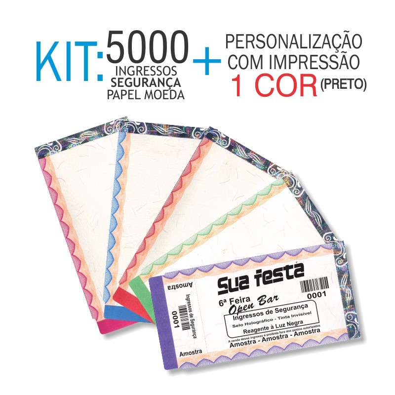 Ingressos em Papel Moeda Kit 5000 unid Ingressos em Papel Moeda Kit 5000 unid