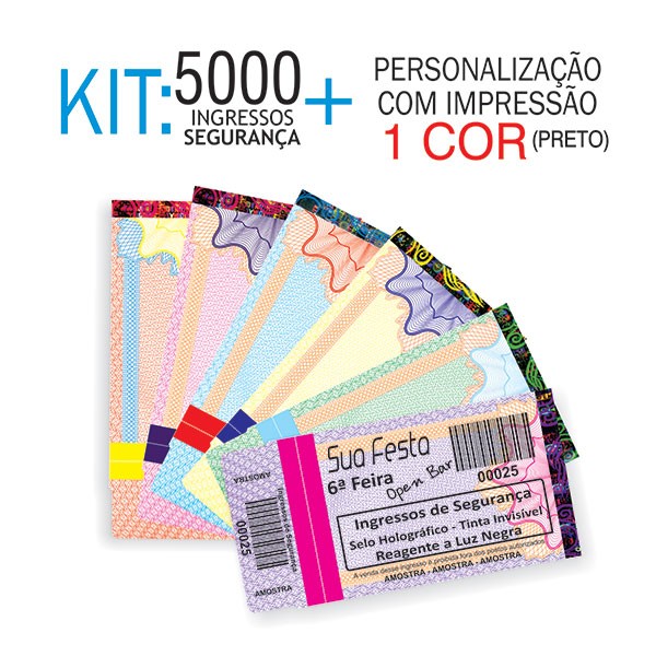 Ingressos de Segurança Kit 5000 unid Ingressos de Segurança Kit 5000 unid