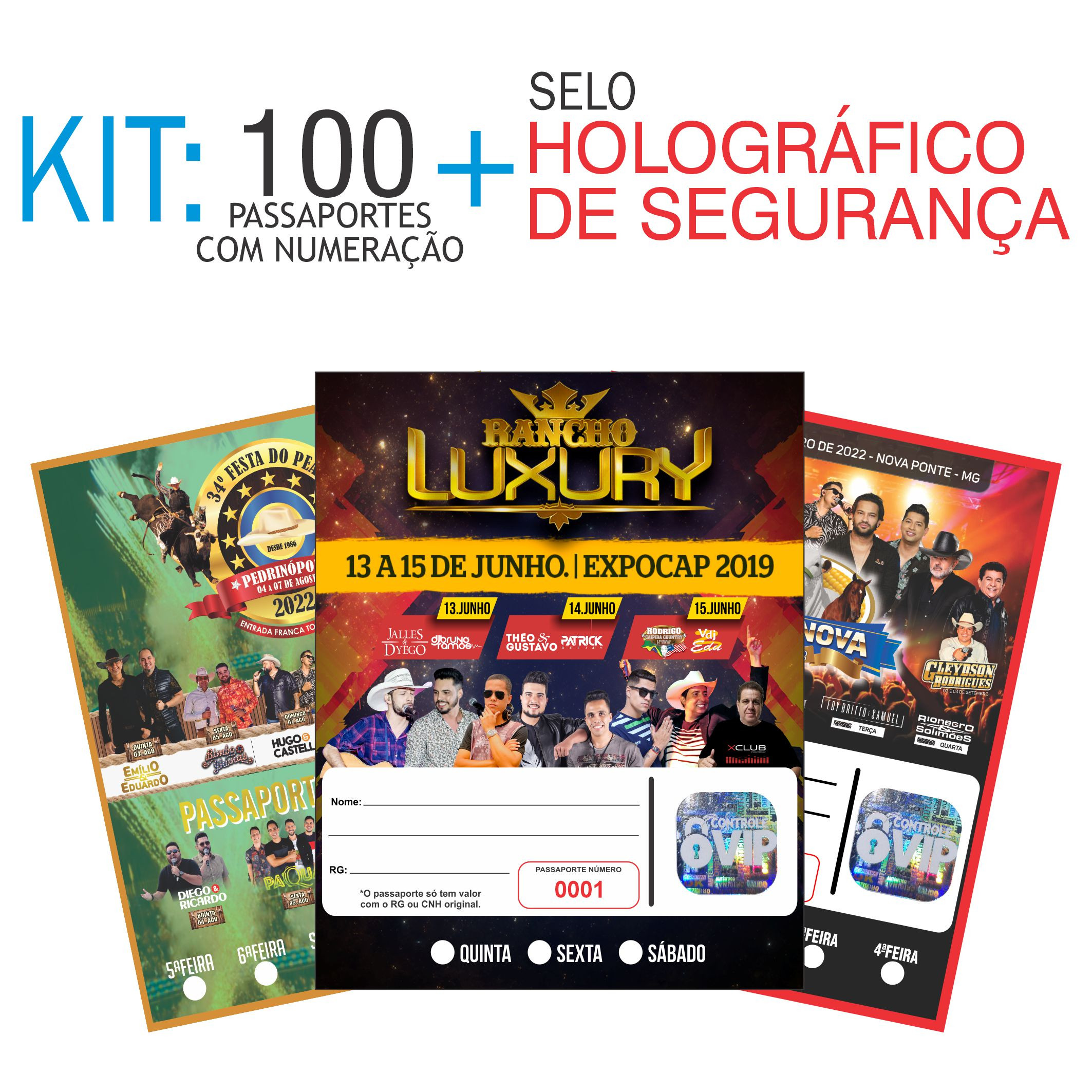 Passaporte com Holografia Kit 100 unidades