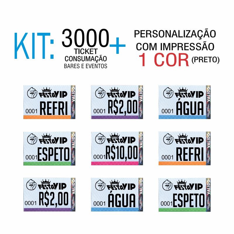Ticket de consumação para bares e eventos 3000 Und Ticket de consumação para bares e eventos 3000 Und