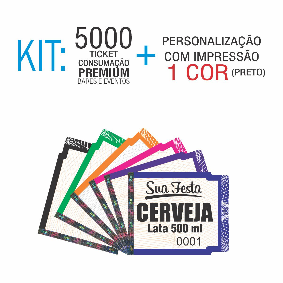 Ticket de consumação PREMIUM para bares e eventos 5000 Und Ticket de consumação PREMIUM para bares e eventos 5000 Und