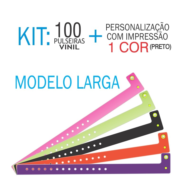 Pulseiras de identificação em Vinil Larga Kit 100 unid Pulseiras de identificação em Vinil Larga Kit 100 unid