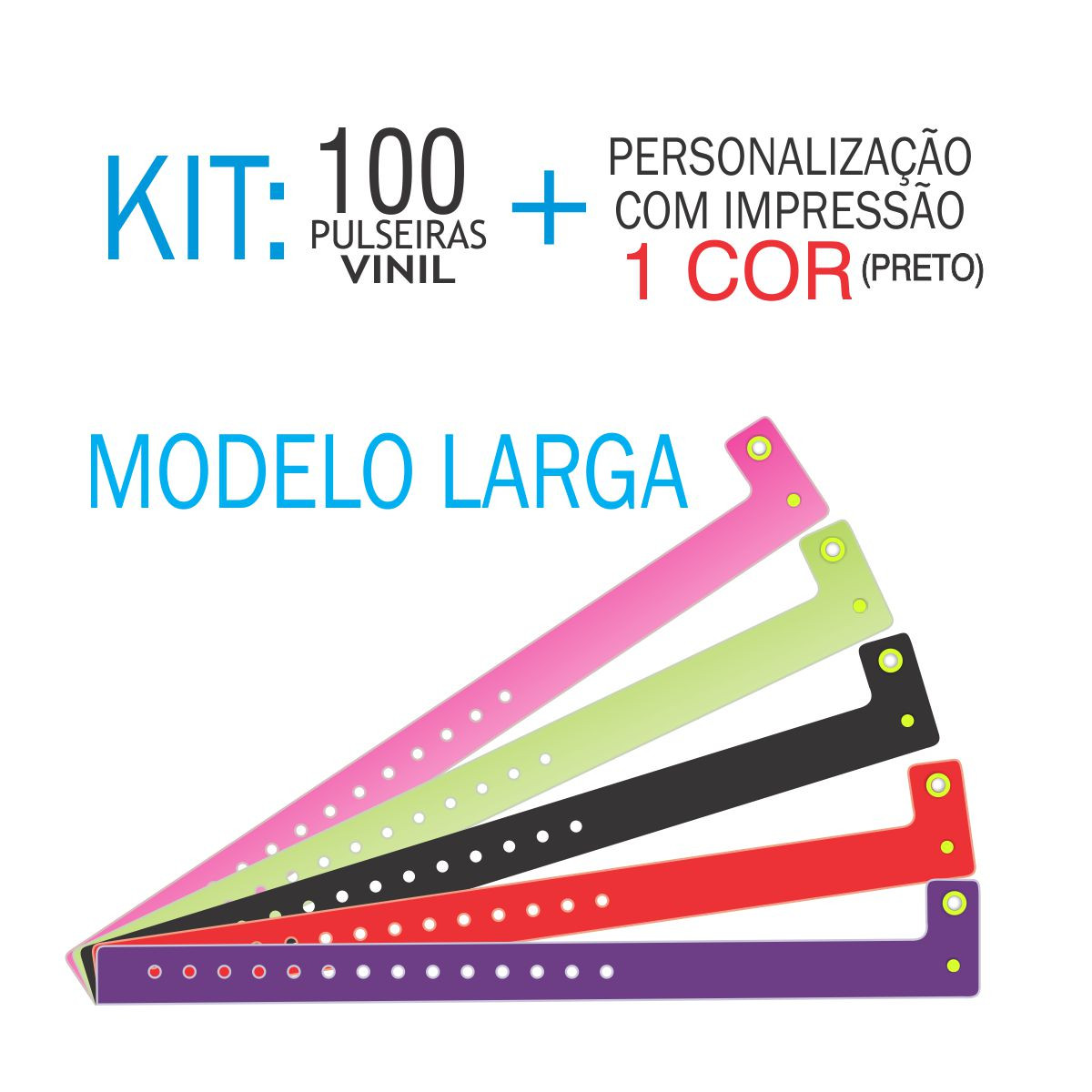 Pulseiras de identificação em Vinil Larga Kit 100 unid Pulseiras de identificação em Vinil Larga Kit 100 unid