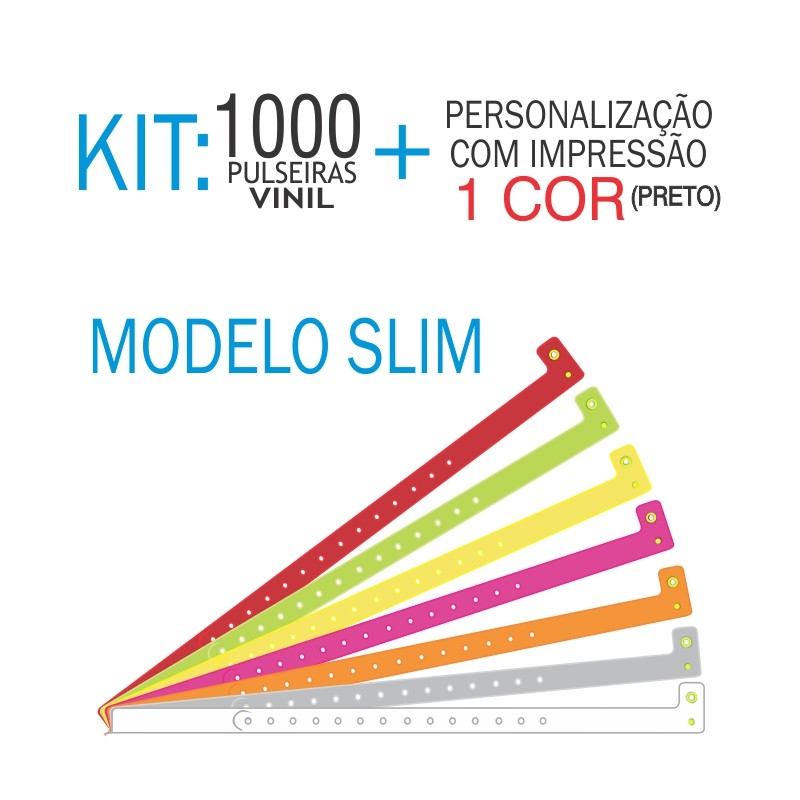 Pulseiras de identificação em Vinil Slim Kit 1000 unid