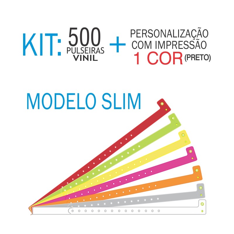 Pulseiras de identificação em Vinil Slim Kit 500 unid