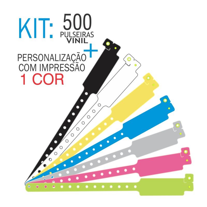 Pulseiras de identificação em Vinil Super Larga Kit 500 unid