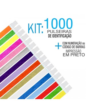 Pulseiras Identificação Tyvek com Numeração Kit 1000 unid (Numeração Contínua)