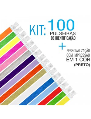 Pulseiras Identificação Tyvek Kit 100 unid