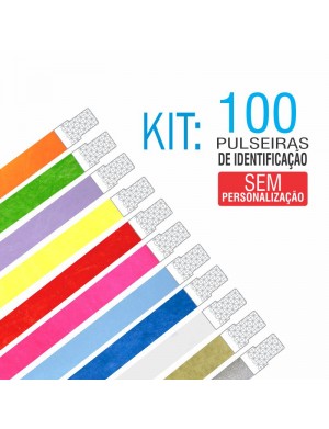 Pulseiras Identificação Tyvek Kit 100 unid - PROMOÇÃO