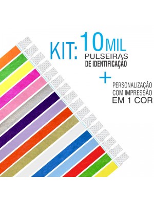 Pulseiras Identificação Tyvek Kit 10 mil unid