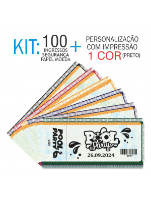 Ingressos em Papel Moeda Kit 100 unid