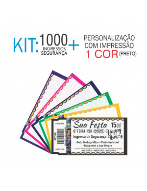 Ingressos de Segurança Kit 1000 unid