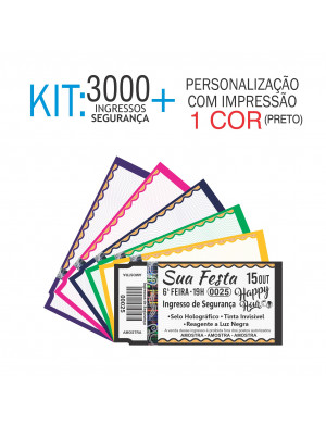 Ingressos de Segurança Kit 3000 unid