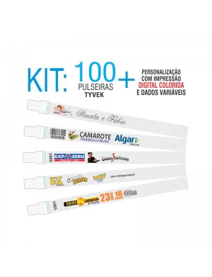 Pulseiras Identificação Tyvek DIGITAL Kit 100 unid