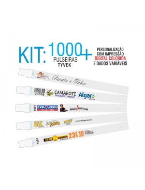 Pulseiras Identificação Tyvek DIGITAL Kit 1000 unid