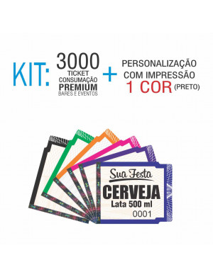 Ticket de consumação PREMIUM para bares e eventos 3000 Und