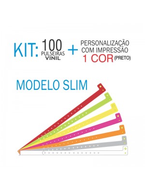 Pulseiras de identificação em Vinil Slim Kit 100 unid