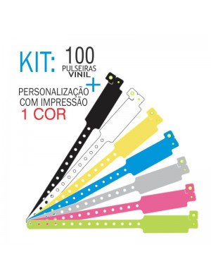 Pulseiras de identificação em Vinil Super Larga Kit 100 unid