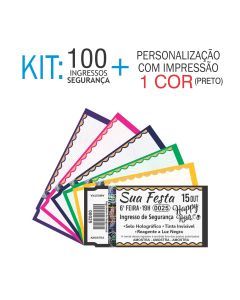 Ingressos de Segurança Kit 100 unid