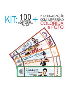 Ingresso Papel Moeda Talão Kit 100 unid