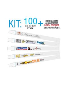 Pulseiras Identificação Tyvek DIGITAL Kit 100 unid