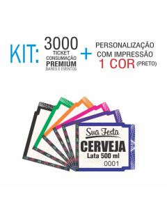 Ticket de consumação PREMIUM para bares e eventos 3000 Und