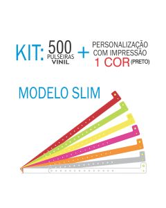 Pulseiras de identifica&ccedil;&atilde;o em Vinil Slim Kit 500 unid