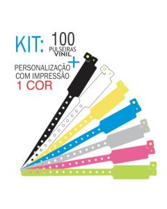 Pulseiras de identifica&ccedil;&atilde;o em Vinil Super Larga Kit 100 unid